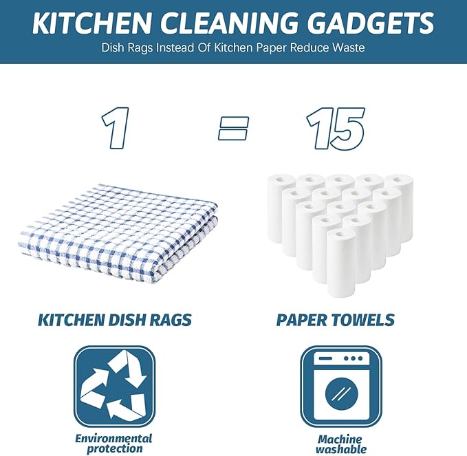 Nialnant 8 Pcs Kitchen Dish Rags, 100% Cotton Soft Absorbent Quick Drying Dish - Image 6