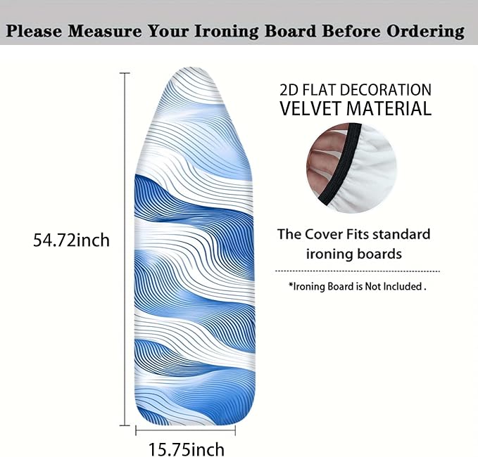 Nuxovilar Blue and White Flowing Wave Lines Ironing Board Cover, This Cover - Image 4