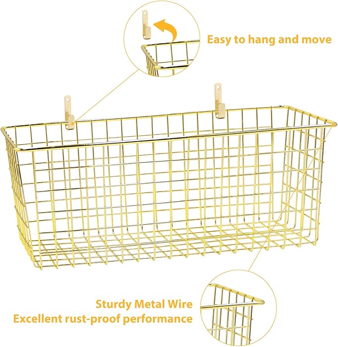 2 Sets Extra Large Hanging Wall Basket, WallmountedFruit Vegetable Toy Snack - Image 3