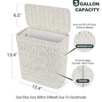 Wicker Trash Can with Lid and Liner, Boho Decotative Small Bathroom Trash Cans - Image 4