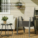 MAMIZO Patio Dining Chairs, Stackable All Weather Teslin Chair, Heavy Duty Outdoor Breathable Chairs Set, w/Armrests, Upgraded Chair FeetW/Strenthened Iron Spacers, 330 LBS (6, Brown) - Image 7