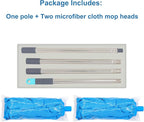 Screw On Microfiber String Mop, One Stainless Steel Pole + Two Blue Microfiber - Image 2
