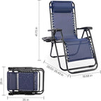 Sweetcrispy Zero Gravity Chairs, Set of 2 Portable Recliner Beach Camping Patio Outdoor Folding Lounge Chair with Cup Holder Trays and Adjustable Pillow for Poolside, Garden, Backyard, Lawn (Blue) - Image 2