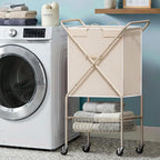 Laundry Basket with Wheels:88L Rolling Laundry Cart Foldable Metal Frame Dirty by MIBOIM