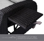 Grand patio Outdoor Reclining Chairs with Extended Footrest 2-Piece Adjustable Patio Wicker,Lounge Recliner up to 150° with Flip Side Table Griege - Image 5