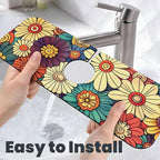 Kitchen Faucet Mat 15 x 5.5 Inch Abstract retro flower Faucet Draining Mat - Image 5