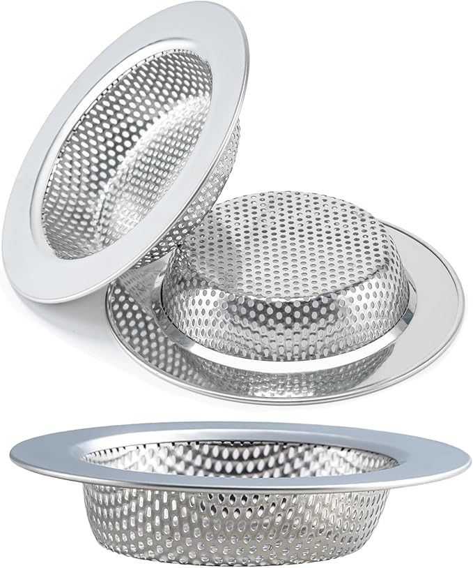 3 Pcs Sink Strainer for Most Kitchen Sink Drain Basket, Upgraded Double-Layer by Honmein