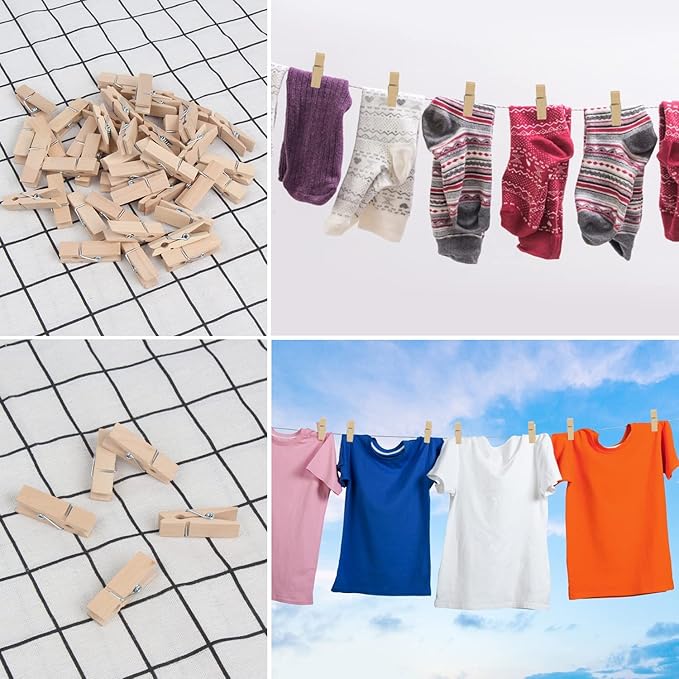 KIMOBER 1.77Inch Wide Wooden Clothespins, Sturdy Natural Wooden Craft Peg Pins - Image 7