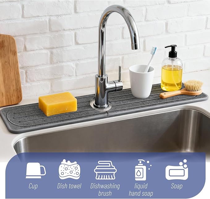 Faucet Mat for Kitchen Sink, Diatomite Stone Drying Mat & Sink Protector - Image 7
