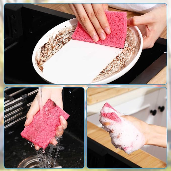 Zhengmy 200 Pieces Sponges Kitchen Compressed Sponges Bulk Natural Dish Sponge - Image 5