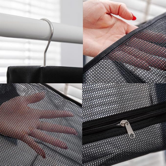 Jelier Hanging Breathable Mesh Laundry Hamper Basket, Portable Heavy Duty - Image 3