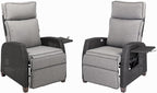 Grand patio Outdoor Reclining Chairs with Extended Footrest 2-Piece Adjustable WickerPatio Lounge Recliner up to 15 with Flip Side Table, Cool Grey - Image 9