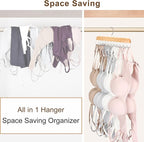 Bra Hanger for Closet, Tank Top Organizer 20 Hooks Capacity Foldable Wood Space - Image 6