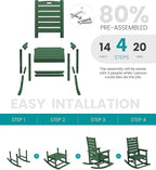 SERWALL Outdoor Rocking Chair, Oversized Rocking Chair with Footrest for Adults, HDPE All Weather Resistant Rocking Chairs for Patio, 350lbs Weight Capacity, Green - Image 5