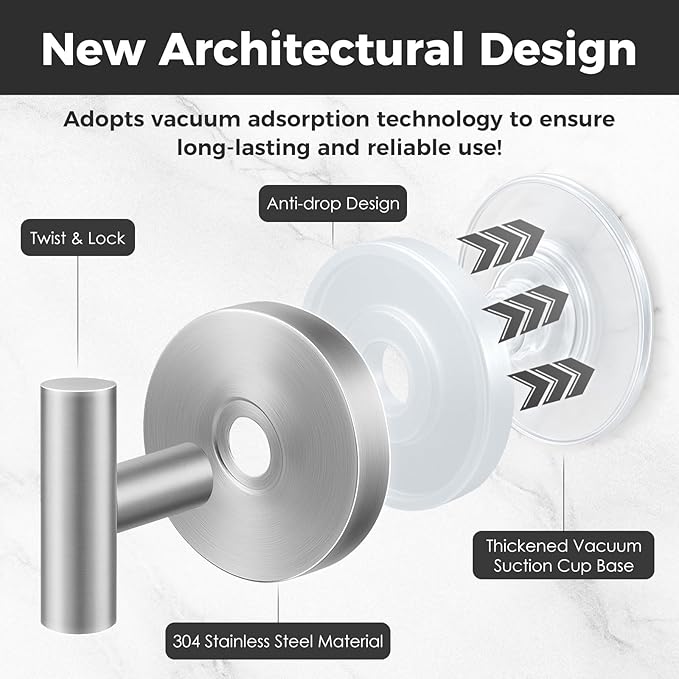 Shower Hooks for Inside Shower, No-Drill Removable&Reusable Towel Hooks for - Image 2