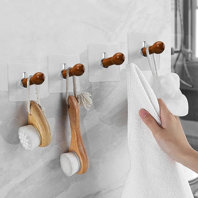 10Pcs Wood Wall Hooks, Natural Wooden Coat Hooks Wall Mounted, Rustic - Image 7