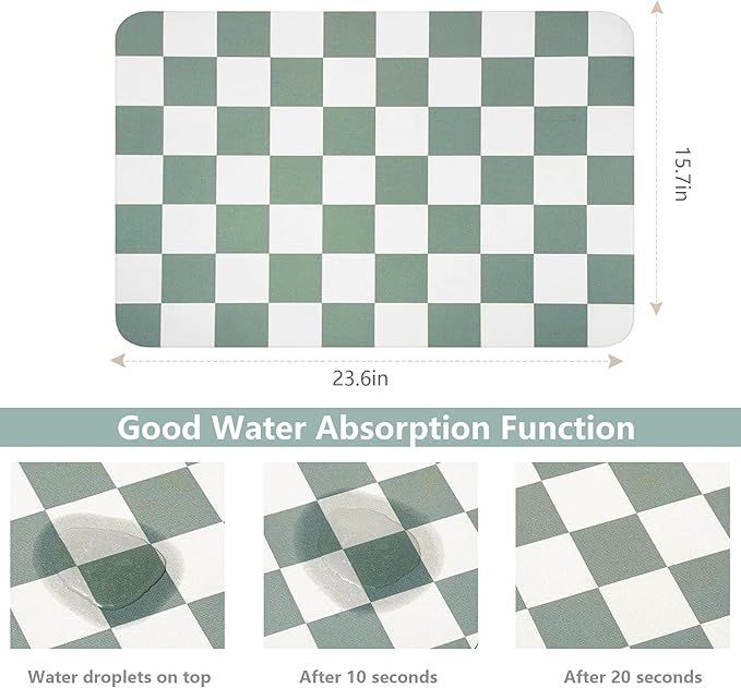Coffee Mat Checkered Dish Drying Pad - Image 5