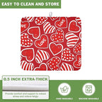 Valentines Day Dish Drying Mat for Kitchen Counter Red Polka Dot Stripe Love - Image 5