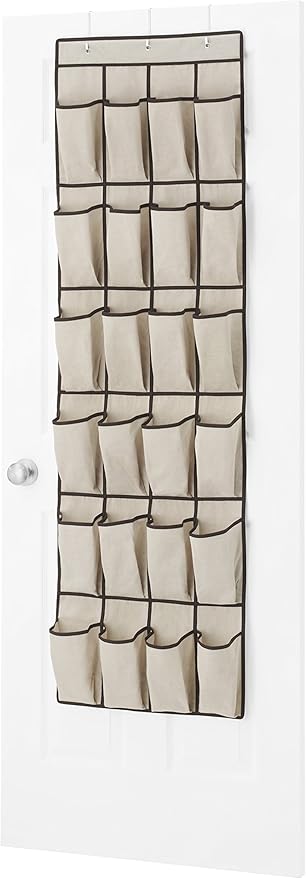 Whitmor 24 Pocket Over The Door Shoe Bag, Espresso Trim by Whitmor