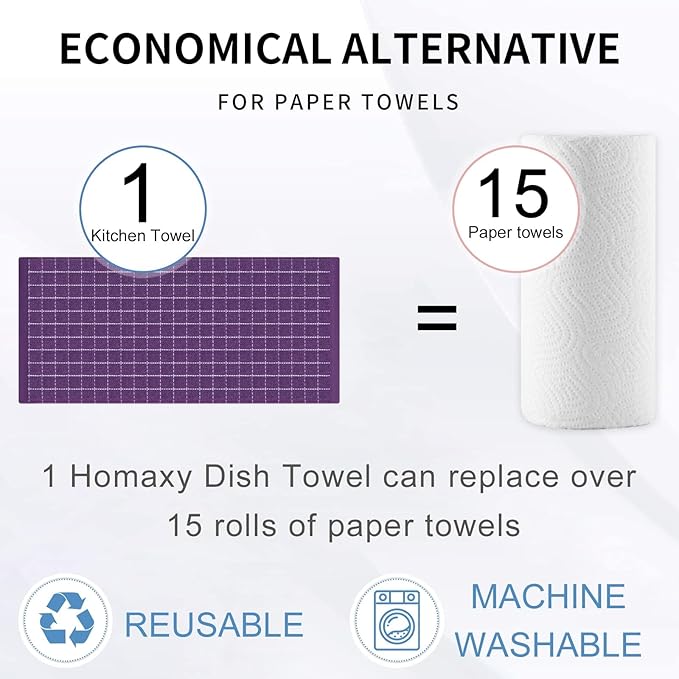 Homaxy 100% Cotton Terry Kitchen Towels, Checkered Designed, Soft and Super - Image 7