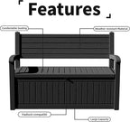 80 Gallon Outdoor Storage Bench Deck Box Waterproof Lockable,Outdoor Storage Furniture for Patio,Garden and Porch,Tools and Cushions（ Black Stripe） - Image 8