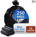 Reli. 13 Gallon Trash Bags | 250 Bags | Black | Tall Kitchen | Strong | Garbage by Reli
