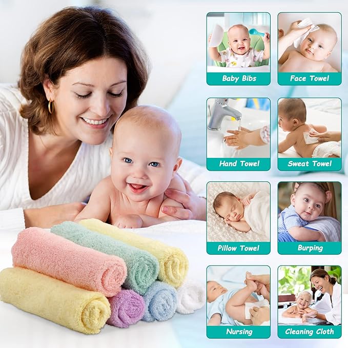 HOMEXCEL Baby Washcloths 24 Pack-Microfiber Coral Fleece Baby Bath Face Towel 7 - Image 2