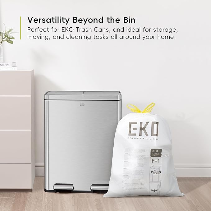 EKO 8 Gallon / 30.3 Liter, Extra-Strong Unscented Garbage Bags, Easy-Dispense - Image 3