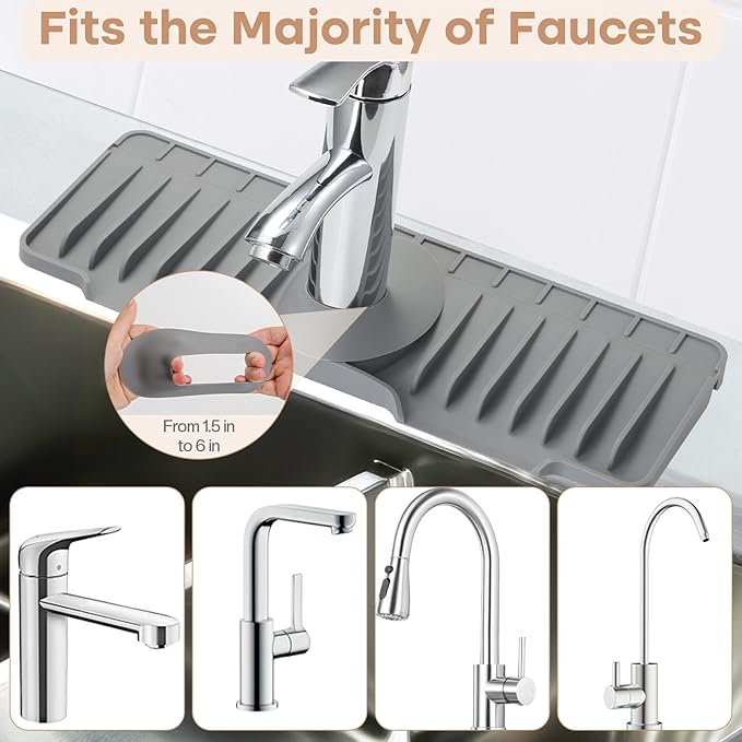 15.75 Inch kitchen Sink Faucet Mat, Silicone Sink Protector&Splash Guard - Image 4