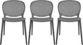 2xhome Set of 3 Patio Dining Chairs | Modern Stackable Outdoor Pool Side Chair | Weather Resistant Plastic for Yard, Porch, Balcony, Kitchen, Gray by 2xhome