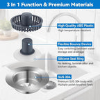Upgraded 3-in-1 Kitchen Sink Drain Strainer, Stainless Steel Pop Up Kitchen - Image 2