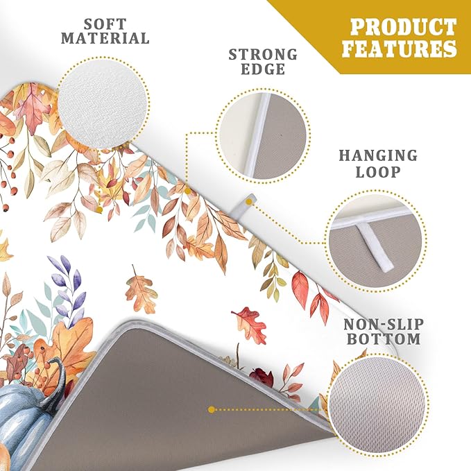 Fall Watercolor Pumpkin Dish Drying Mat 18 x 24 Inch - Image 4
