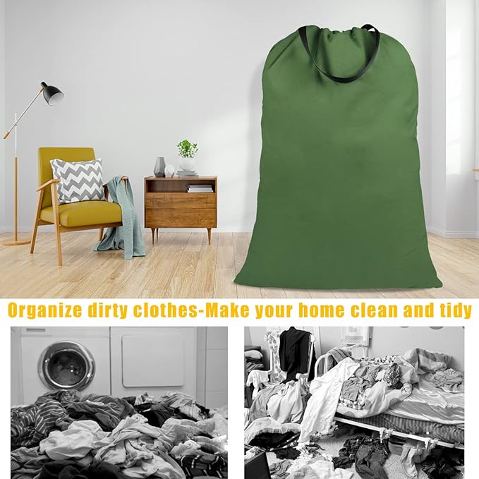 Cotton Canvas Laundry Bag with Handles & Drawstring Straps, Heavy Duty Extra - Image 7