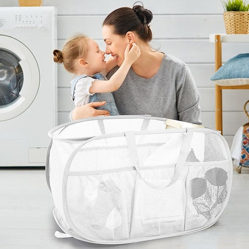 2 Pack Collapsible Laundry Baskets, Upgrade Pop Up Laundry Hamper - Image 2