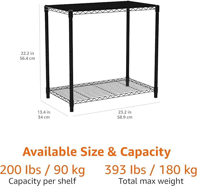 Amazon Basics 2-Shelf Stackable Storage, 13.3" D x 23.2" W x 22.2" H, Black - Image 3