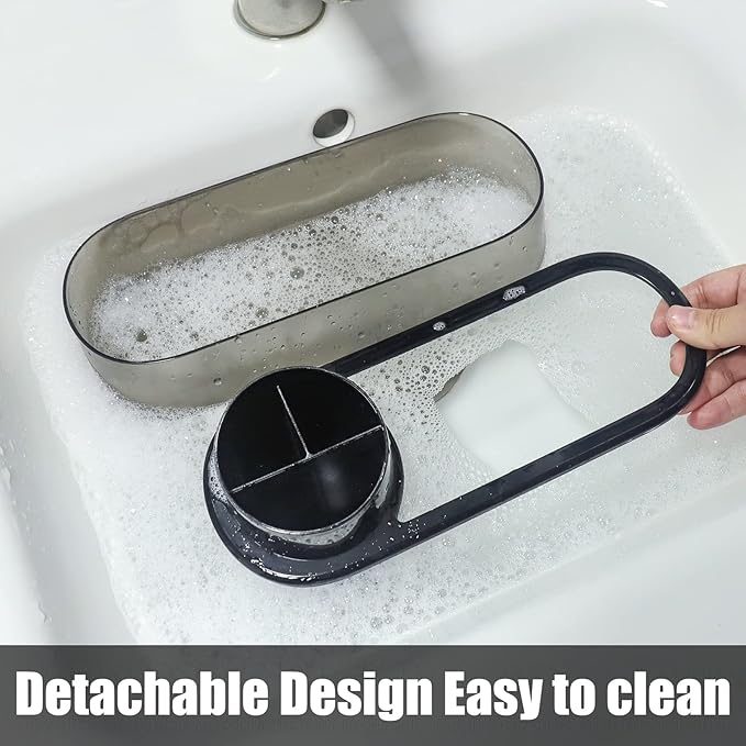 Black Toothbrush Holder for Bathroom, Detactable Bathroom Tray for Men - Image 3