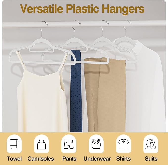 Plastic Hangers 50 Pack, 16.5 in Heavy Duty Clothes Hangers - Image 7