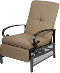 Oakcloud Adjustable Outdoor Lounge Chair Metal Patio Relaxing Recliner Chair with Removable Cushions(Brown) by OckcloudPatioFurniture