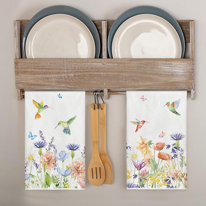 Artoid Mode Anemone Flower Hummingbird Kitchen Towels Dish Towels, 18x26 Inch - Image 4