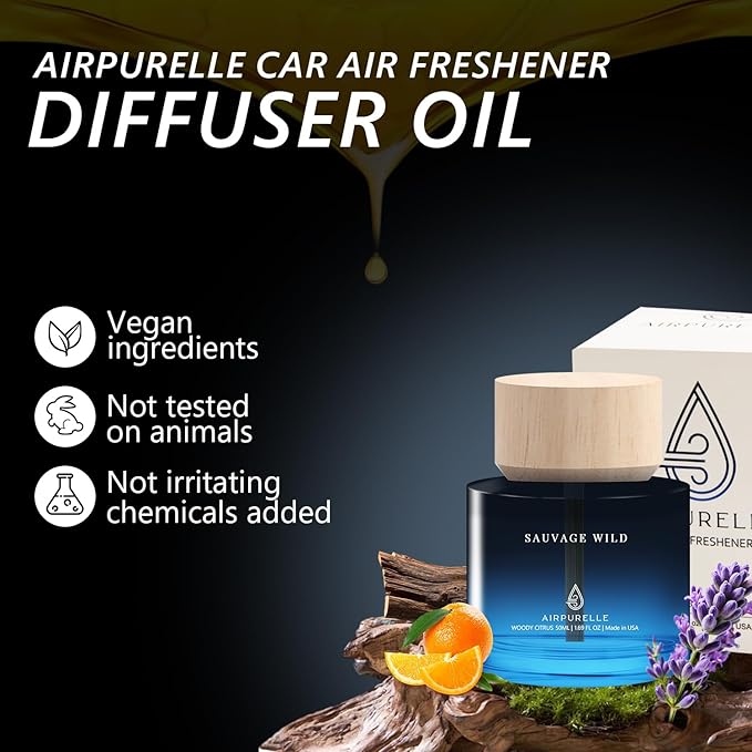 Car Air Freshener 50ML Car Air Fresheners Diffuser, Woody Citrus Fragrance Oil - Image 2