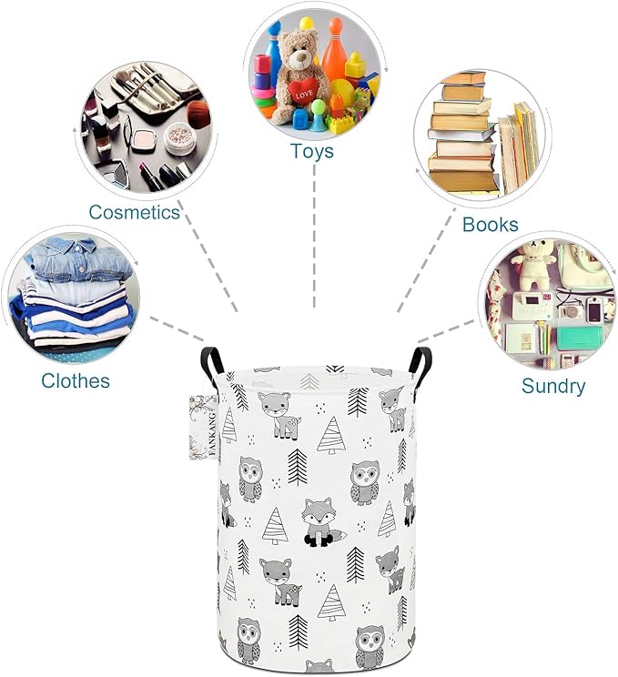 FANKANG Storage Basket, Nursery Hamper Canvas Laundry Basket Foldable - Image 8