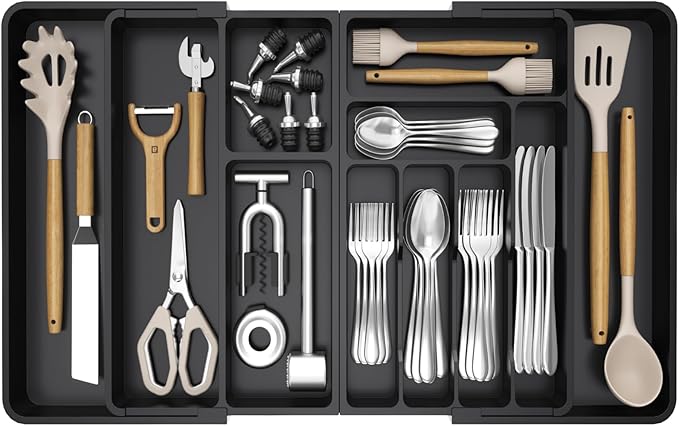 Lifewit Utensil Organizer for Kitchen Drawer, Expandable Cooking Silverware Tray by Lifewit