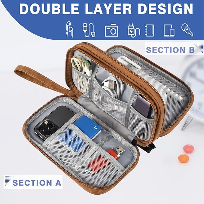 Travel Cable Organizer Pouch Electronic Accessories Carry Case Water Resistant - Image 3