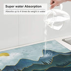 Mountain Peaks Nature Landscape Kitchen Drying Mat Modern Decorative Microfiber - Image 6
