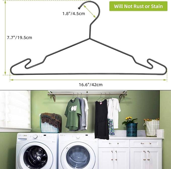 Heavy Duty Metal Hangers with Unique Hook Design Durable & Sturdy Coat Hangers - Image 2