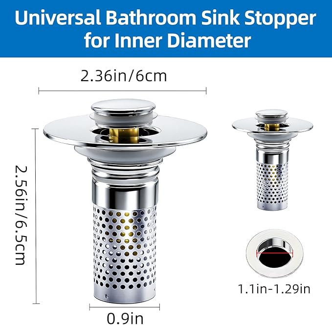 Bathroom Sink Drain Strainer, Pop-up Sink Drain Strainer - Image 2