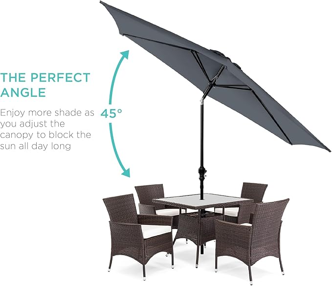 Best Choice Products 10ft Outdoor Table Compatible Steel Polyester Market Patio Umbrella w/Crank and Easy Push Button Tilt - Image 2