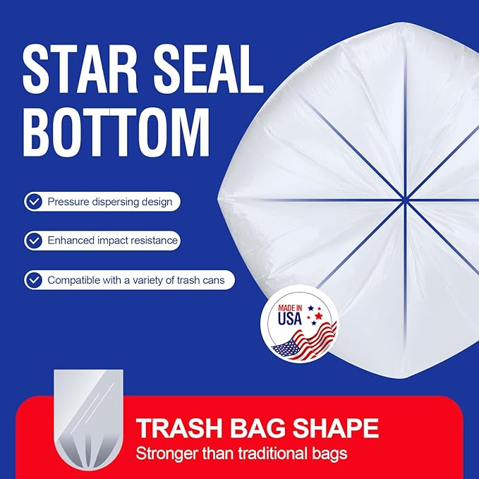 Delxo 30-33 Gallon Clear Trash Bags, Durable & Puncture-Resistant Plastic - Image 3