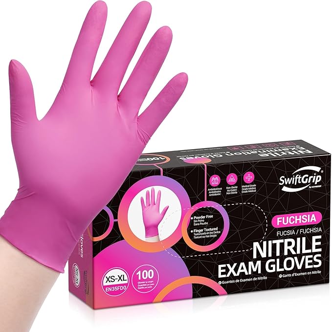 Powder-Free Nitrile Gloves, Disposable Nitrile Gloves, Latex-Free, Powder-Free by SwiftGrip