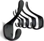 5 Pack Decorative Cast Iron Heavy Duty Double Hooks, Wall Mounted Coat Hooks - Image 5